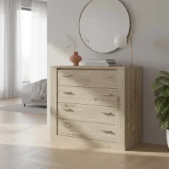 Cassettiera moderna 100x90h cm 4 cassetti rovere Ombra