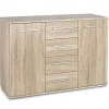 Cassettiera 116x82h cm 4 cassetti 2 ante moderna rovere Viki