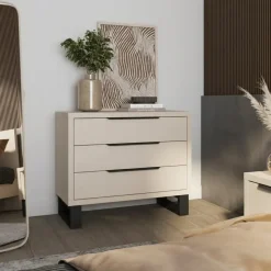 Cassettiera 100x83h cm 3 cassetti beige cashmere Petra
