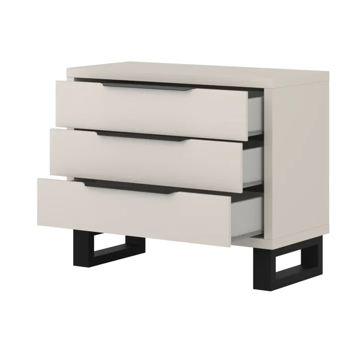 Cassettiera 100x83h cm 3 cassetti beige cashmere Petra