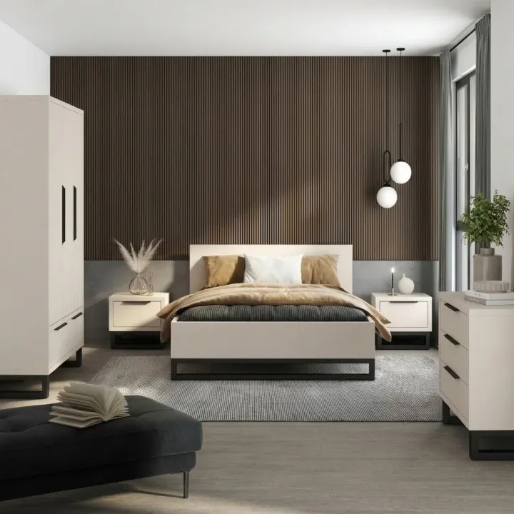Cassettiera 100x83h cm 3 cassetti beige cashmere Petra