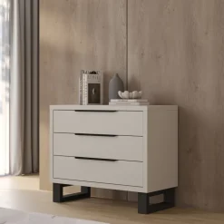 Cassettiera 100x83h cm 3 cassetti beige cashmere Petra