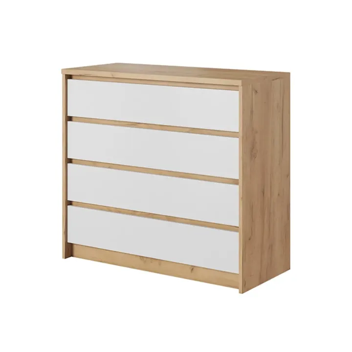 Cassettiera 93x90h cm 4 cassetti bianco rovere Sweet