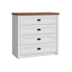 Cassettiera 88x88h cm 4 cassetti bianco frassinato rovere Provenza