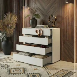 Cassettiera 80x85h cm 4 cassetti bianco opaco Lolla