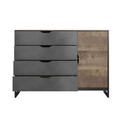 Cassettiera 138x99h cm 4 cassetti grigio quercia Dable
