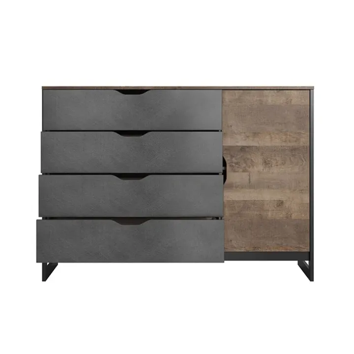 Cassettiera 138x99h cm 4 cassetti grigio quercia Dable