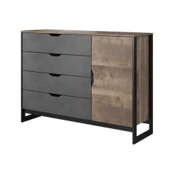 Cassettiera 138x99h cm 4 cassetti grigio quercia Dable