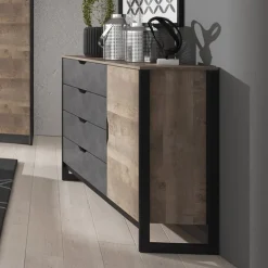Cassettiera 138x99h cm 4 cassetti grigio quercia Dable