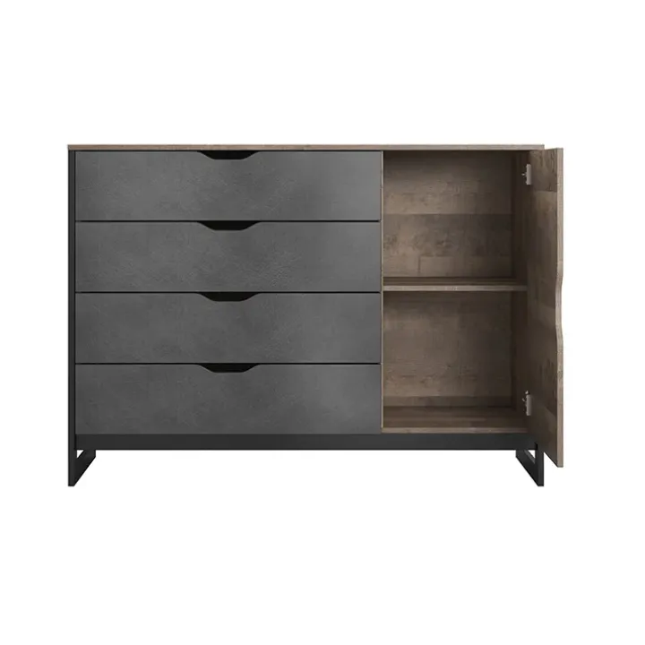 Cassettiera 138x99h cm 4 cassetti grigio quercia Dable