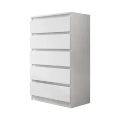 Cassettiera 70x112h cm 5 cassetti moderna bianco Rotterdam