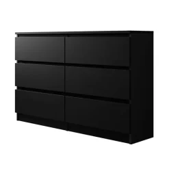 Cassettiera 120x77h cm 6 cassetti moderna nero Rotterdam