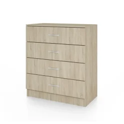 Cassettiera 80x91h cm 4 cassetti moderno rovere Cavour Gihome®