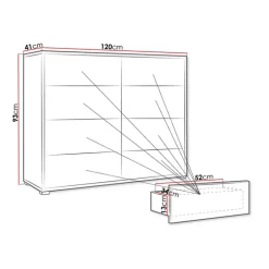Cassettiera 120x93h cm 8 cassetti moderna bianco Eindhoven