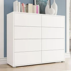 Cassettiera 120x93h cm 8 cassetti moderna bianco Eindhoven
