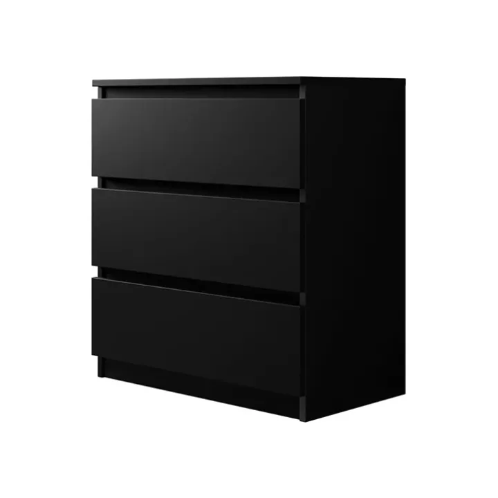 Cassettiera 70x77h cm 3 cassetti moderna nero Rotterdam