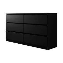 Cassettiera 139x77h cm 6 cassetti moderna nero Rotterdam