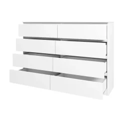 Cassettiera 139x100h cm 8 cassetti moderna bianco Rotterdam