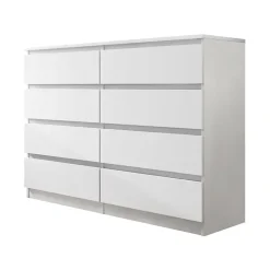 Cassettiera 139x100h cm 8 cassetti moderna bianco Rotterdam