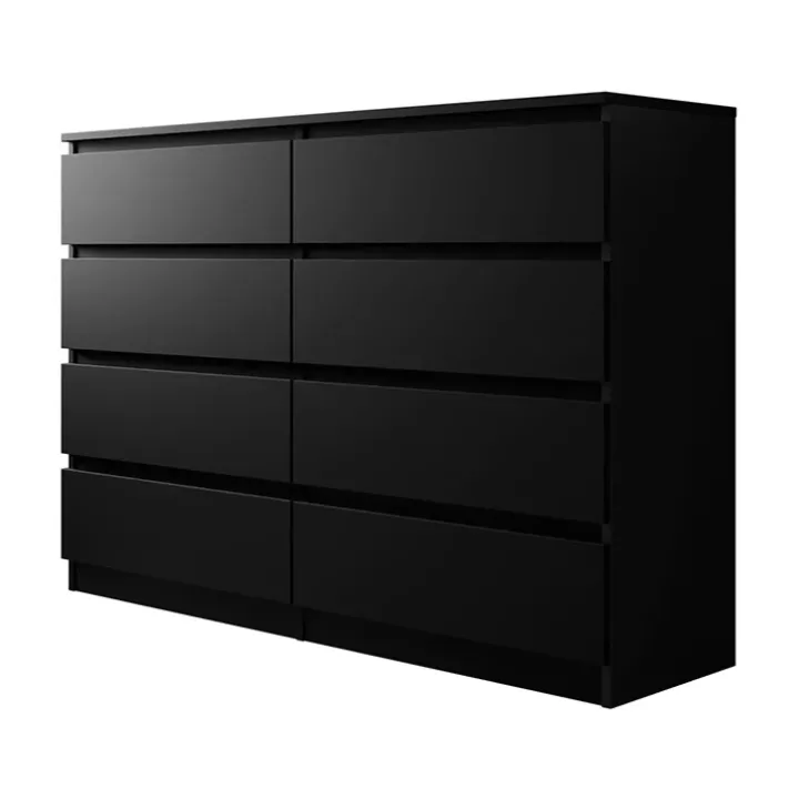 Cassettiera 139x100h cm 8 cassetti moderna nero Rotterdam