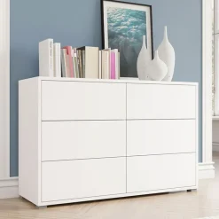 Cassettiera 120x73h cm 6 cassetti moderna bianco Eindhoven