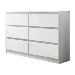 Cassettiera 120x77h cm 6 cassetti moderna bianco Rotterdam