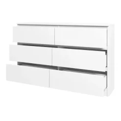 Cassettiera 120x77h cm 6 cassetti moderna bianco Rotterdam