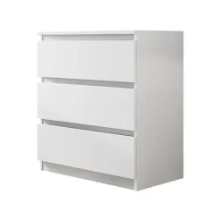 Cassettiera 70x77h cm 3 cassetti moderna bianco Rotterdam