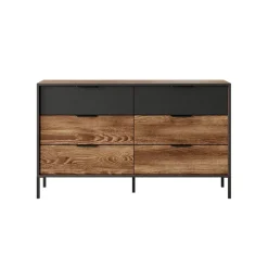 Cassettiera 137x82h cm 6 cassetti quercia nero Smooty
