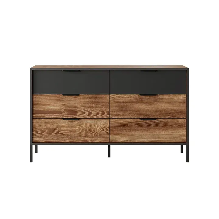 Cassettiera 137x82h cm 6 cassetti quercia nero Smooty