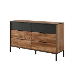 Cassettiera 137x82h cm 6 cassetti quercia nero Smooty