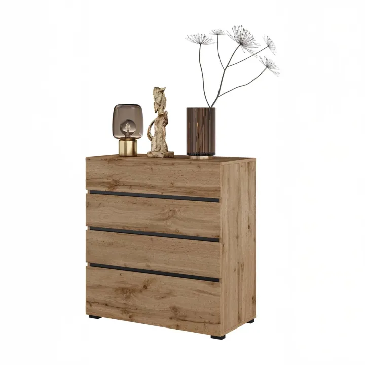 Cassettiera 80x85h cm 4 cassetti rovere Lolla
