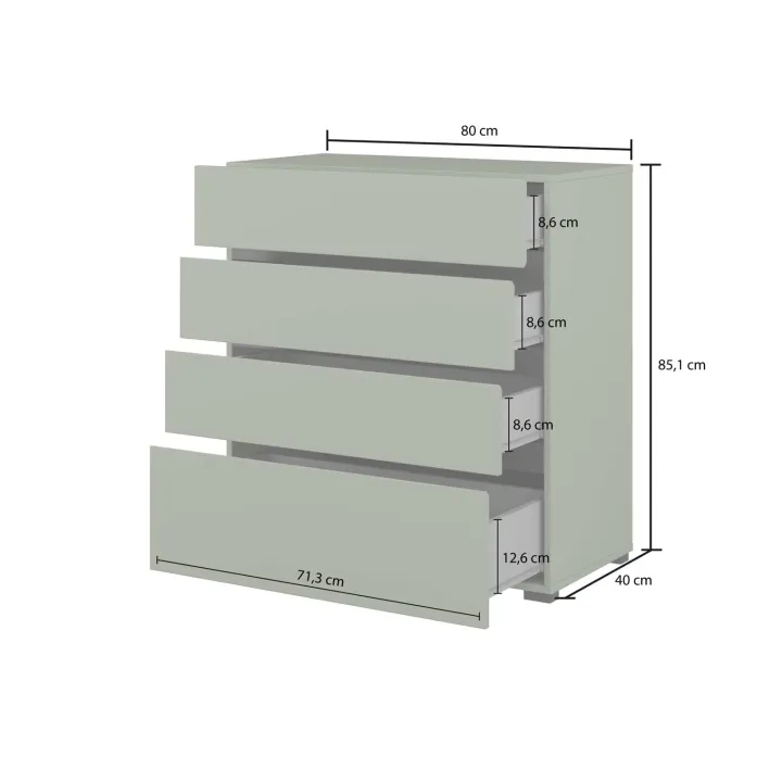 Cassettiera 80x85h cm 4 cassetti rovere Lolla