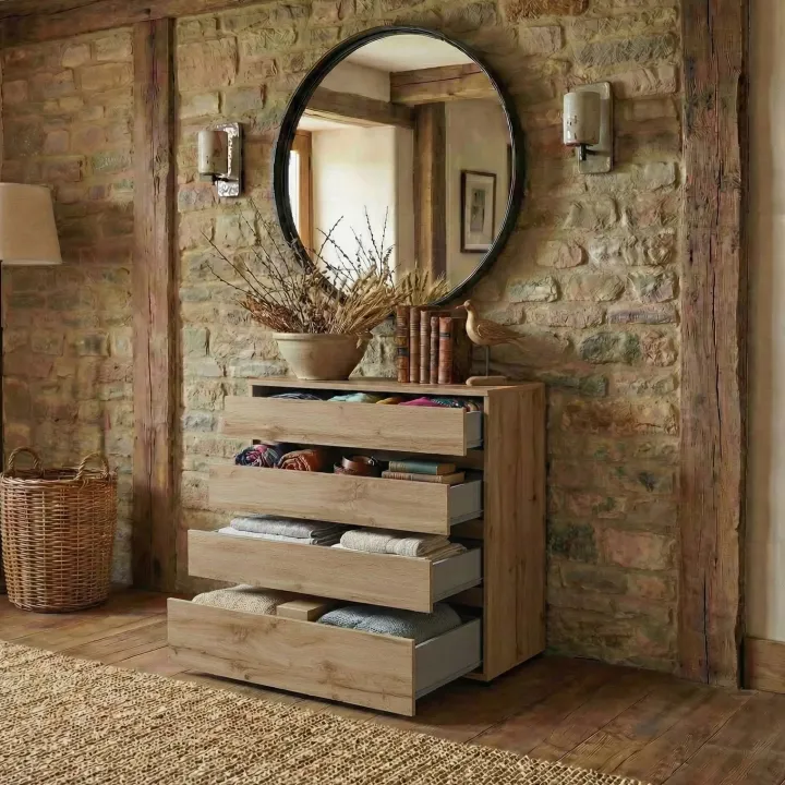 Cassettiera 80x85h cm 4 cassetti rovere Lolla