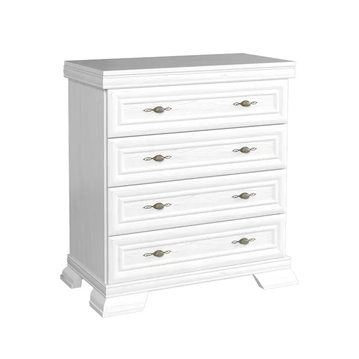 Cassettiera 88x97h cm 4 cassetti shabby bianco frassinato Kelly