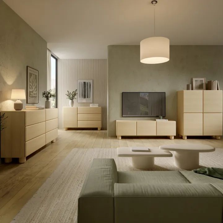 Cassettiera 160x80h cm 6 cassetti soggiorno rovere chiaro Mellow