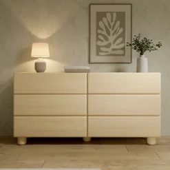 Cassettiera 160x80h cm 6 cassetti soggiorno rovere chiaro Mellow