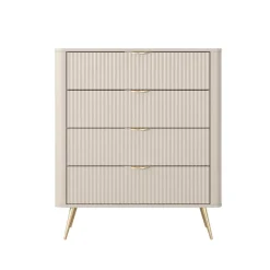 Cassettiera 88x101h cm 4 cassetti soggiorno beige cannettato Ramis