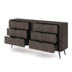 Cassettiera 163x81h cm 6 cassetti soggiorno wengè nero Vesper