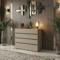 Cassettiera 80x85h cm 4 cassetti tortora Lolla