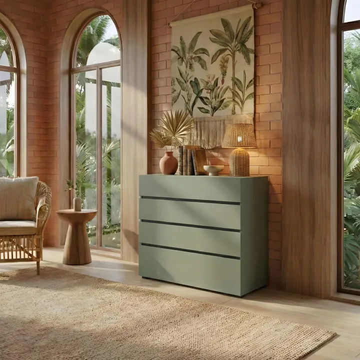 Cassettiera 80x85h cm 4 cassetti verde Lolla