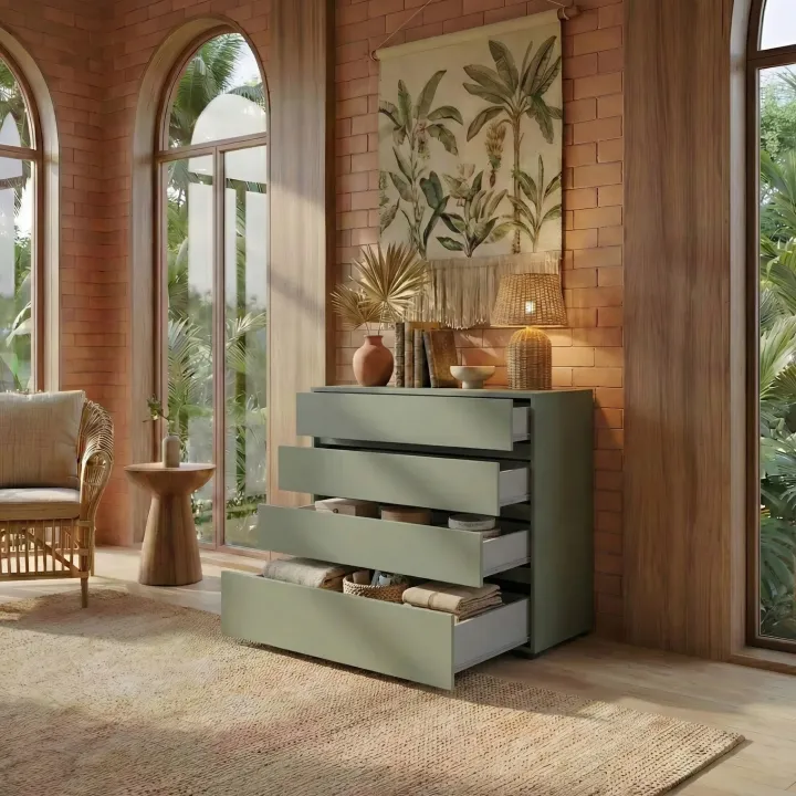 Cassettiera 80x85h cm 4 cassetti verde Lolla