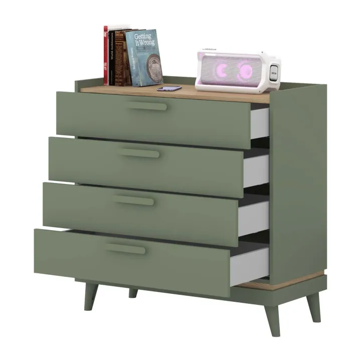 Cassettiera 90x90h cm 4 cassetti verde salvia Yu