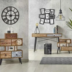 Cassettiera 63x85h cm industrial multicolore acciaio nero Kabul