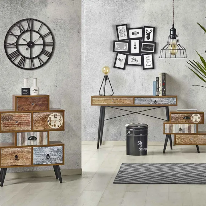 Cassettiera 63x85h cm industrial multicolore acciaio nero Kabul