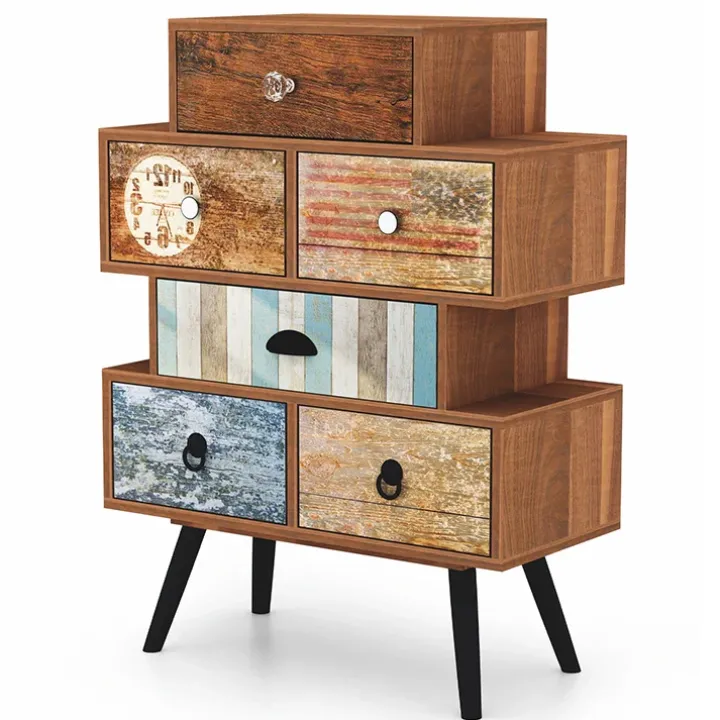 Cassettiera 63x85h cm industrial multicolore acciaio nero Kabul