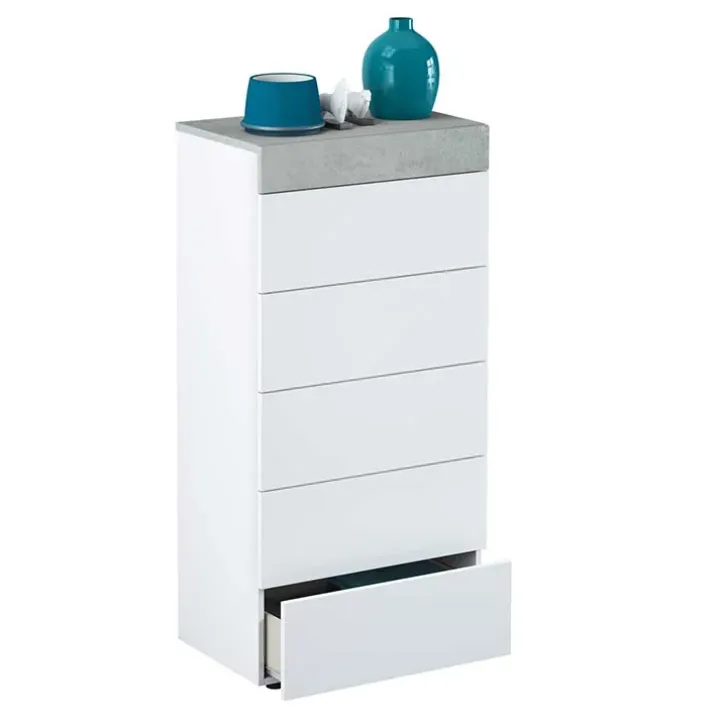 Cassettiera 61x118h cm moderna bianco cemento Idra