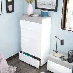 Cassettiera 61x118h cm moderna bianco cemento Idra