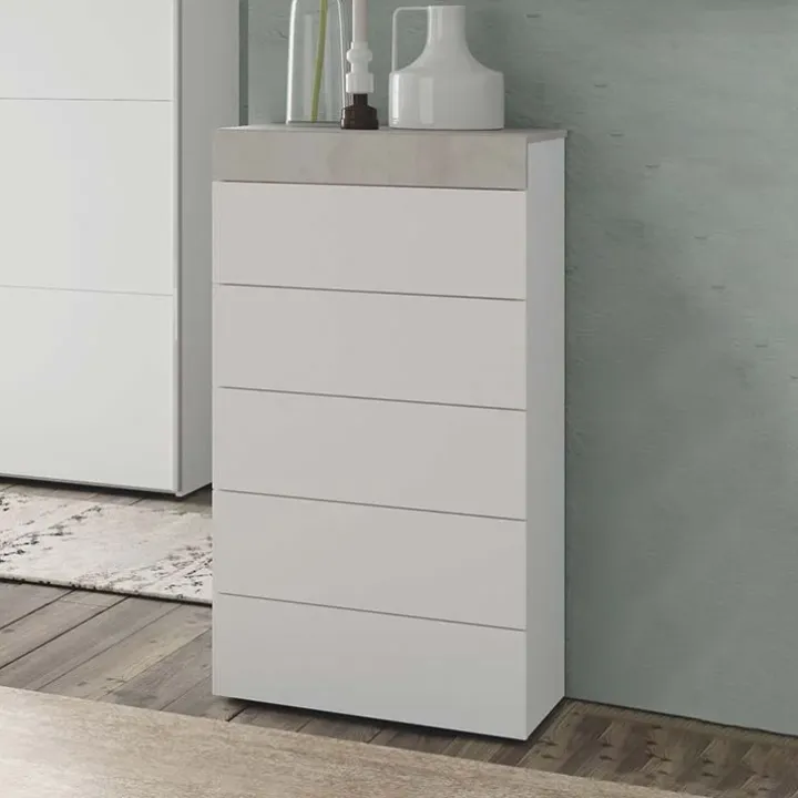 Cassettiera 61x118h cm moderna bianco cemento Idra