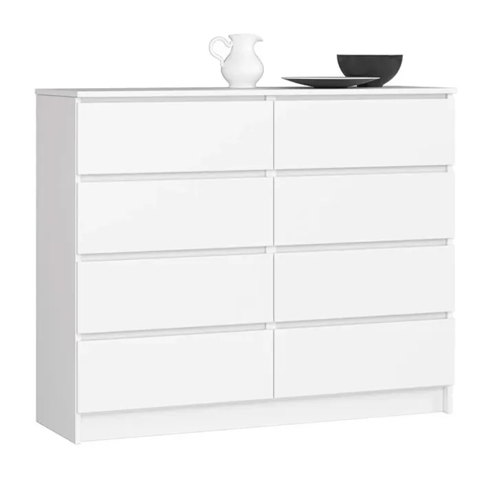Cassettiera 120x100h cm moderna 8 cassetti bianco Living